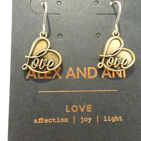 ALEX AND ANI Heart LOVE Earrings NEW 2018 Script - Picture 2 of 4
